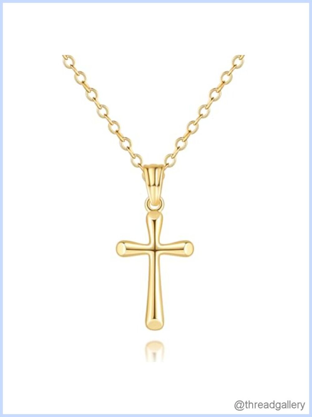 14K Gold Plated Cross Necklace Women Minimalist Petite Charm